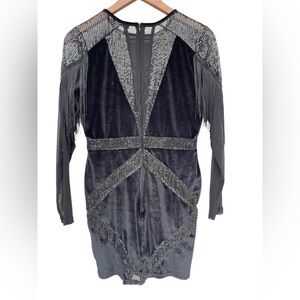 Bohoo black TASSEL TRIM dress size 8